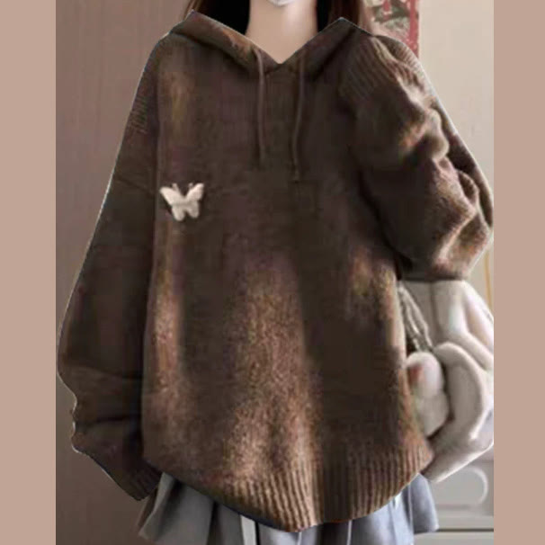 Dreiteiliges Set aus Maillard-Strickpullover mit Kapuze, Hemd und Jeans - Pullover - XL - image 2