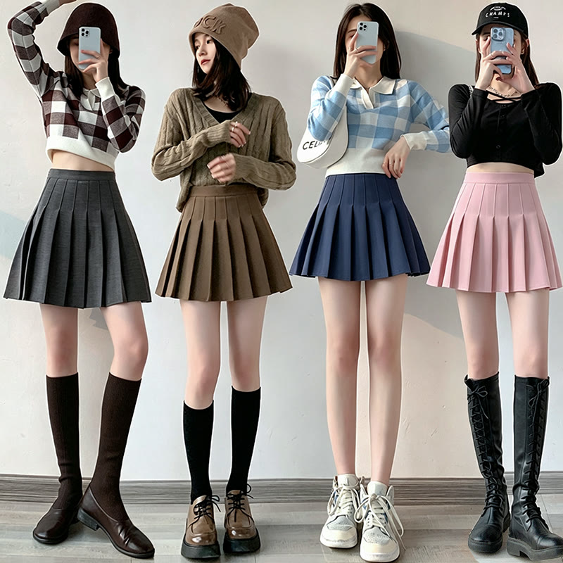 Preppy-Rock mit hohem Bund und A-Linien-Falten - image 1