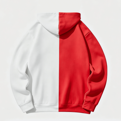 MODAKAWA Rot-Weißer Colorblock-Hoodie mit Katzen- und Engelsmotiv - image 2