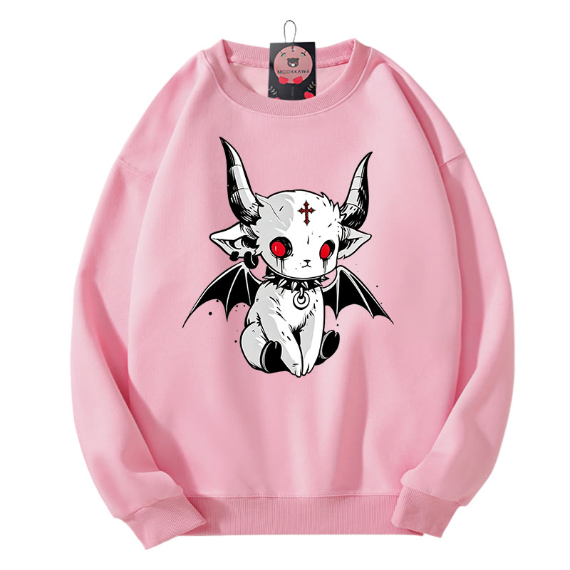MODAKAWA Katzen- und Teufelsgrafik-Sweatshirt mit Rundhalsausschnitt - Rosa - 3XL - image 2