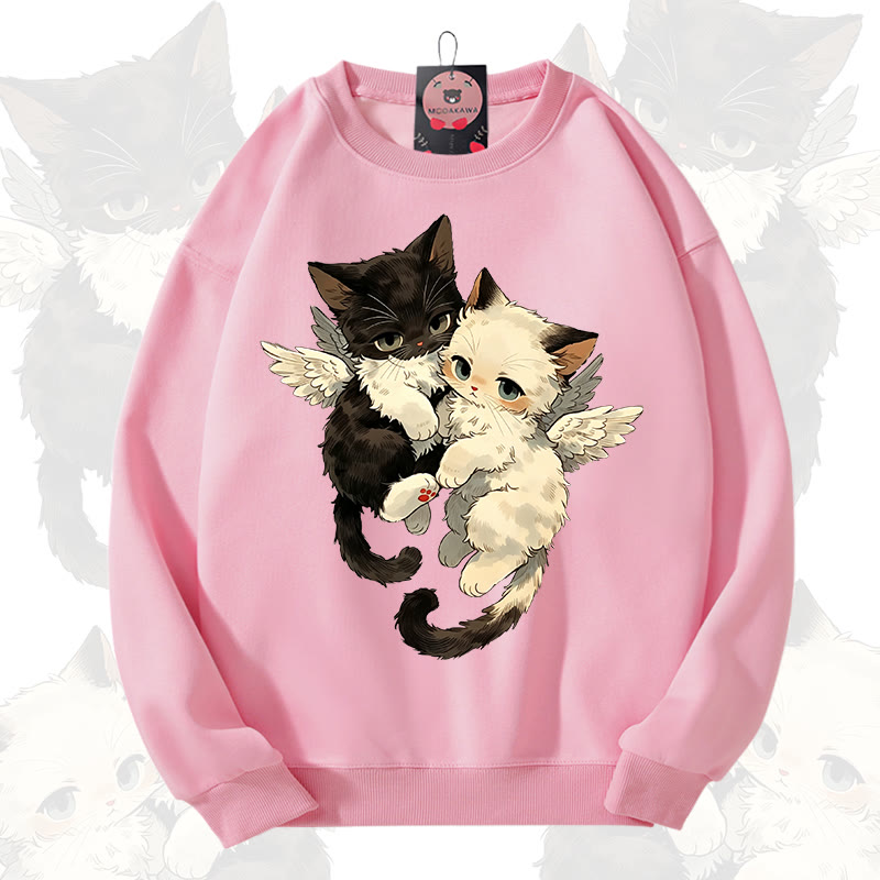 MODAKAWA Katzen-Engel-Grafik-Sweatshirt mit Rundhalsausschnitt - Rosa - 3XL - image 2