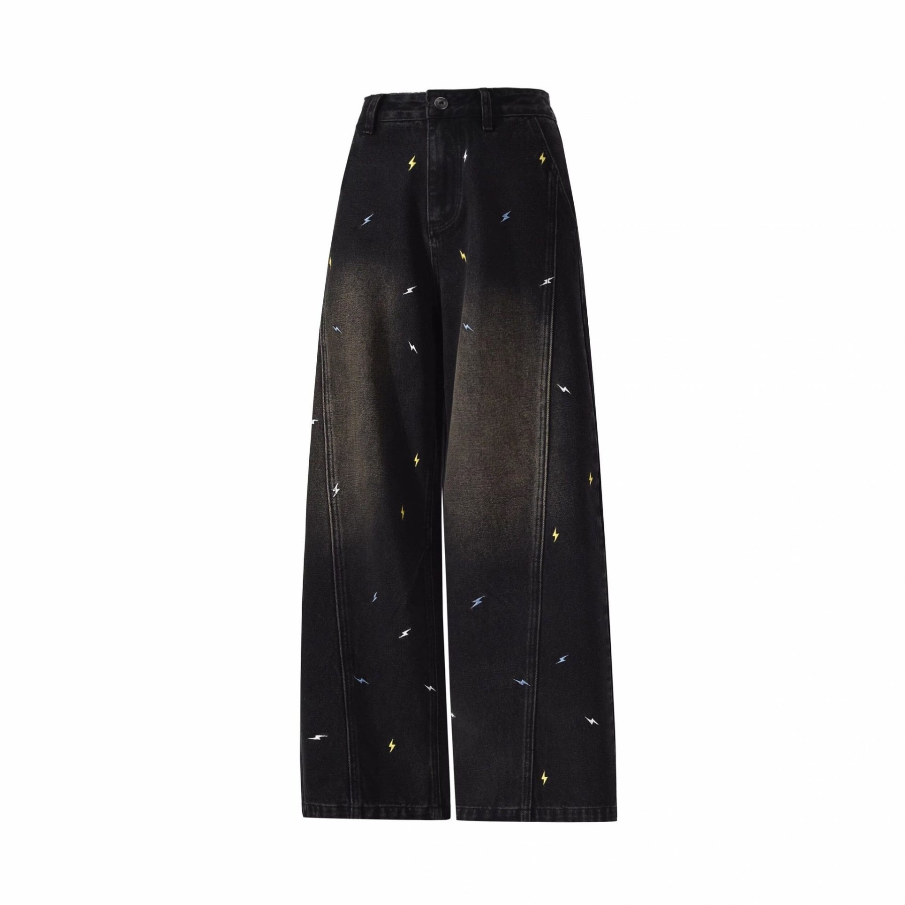 Vintage Jeans mit Blitzstickerei und weitem Bein - Schwarz - 3XL - image 6