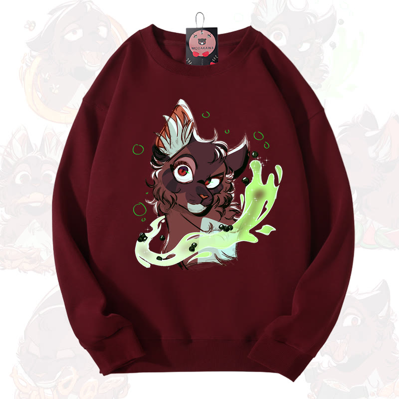 MODAKAWA X aridarchen Fox Graphic Unisex Sweatshirt - Burgund - 3XL - image 2