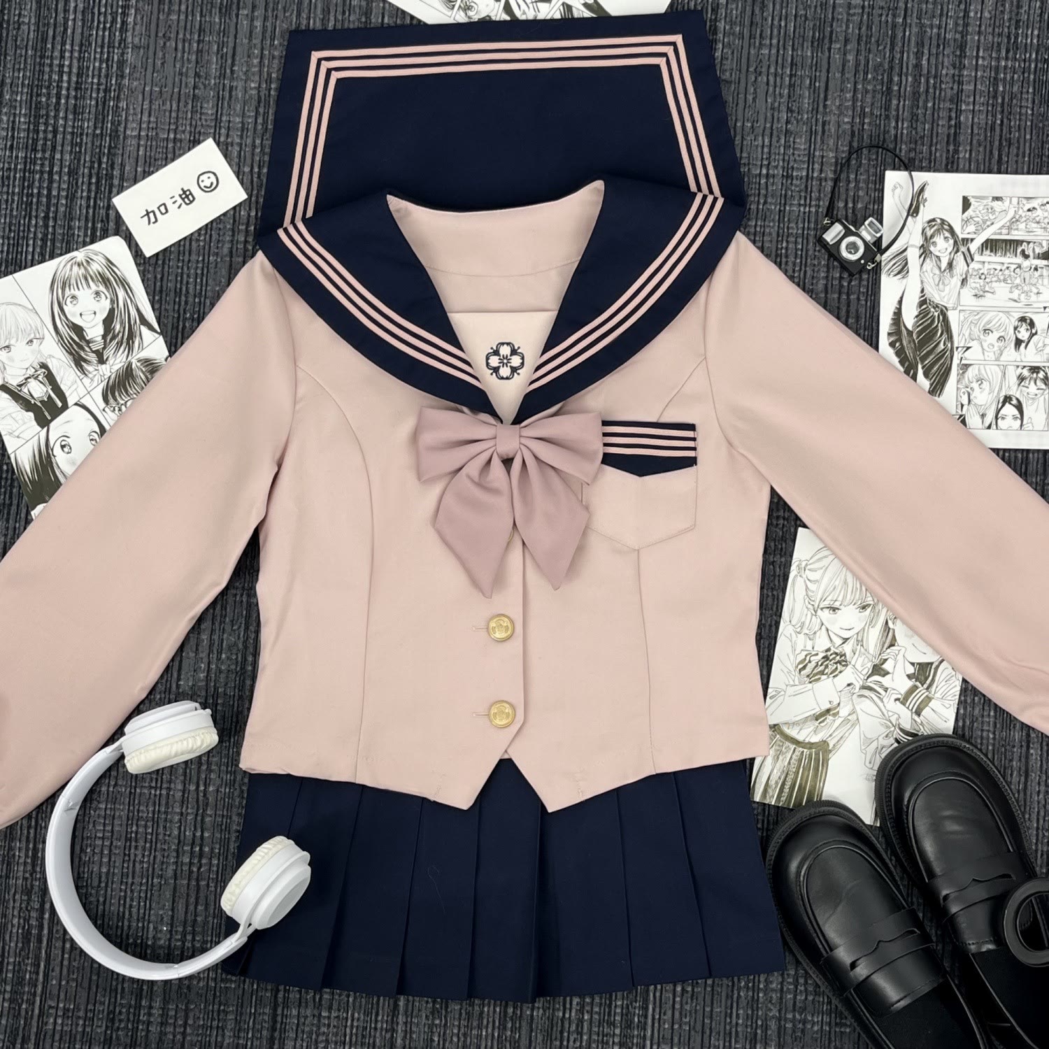 Zweiteiliges Set einer rosa JK -Matrosenuniform - Langarmshirt + Fliege + Rock - 2XL - image 2