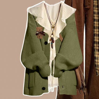 Dreiteiliges Set aus Maillard-Strickpullover, Hemd und weit geschnittener Hose - Pullover + Hemd - XL - image 2
