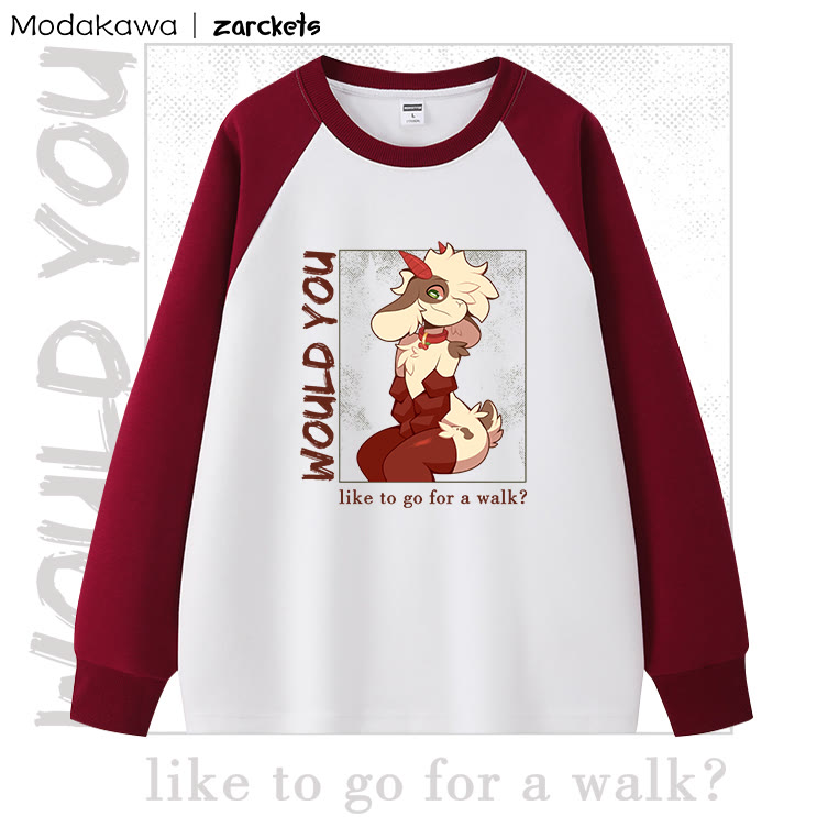 MODAKAWA Langarmshirt mit Farbblock-Cartoon-Print - Rot - 5XL - image 1