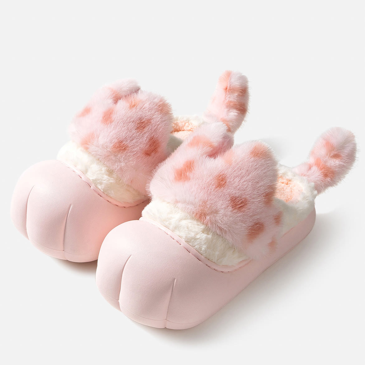 Niedliche Plüschpantoffeln mit Leopardenmuster und Katzenpfoten-Motiv - Rosa - 40/41 - image 1