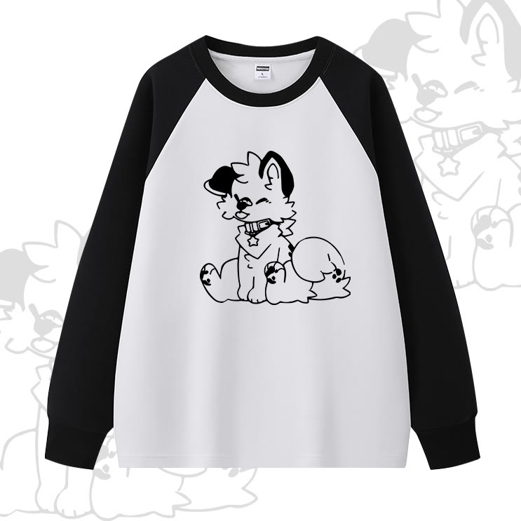 MODAKAWA x Popipeko Raglan-Sweatshirt mit Hundeprint - Schwarz - 5XL - image 1