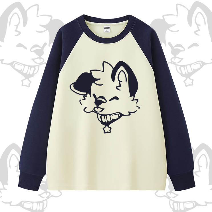 MODAKAWA x Popipeko Sweatshirt mit Hundeprint und Farbblock-Design - Marineblau - 5XL - image 2