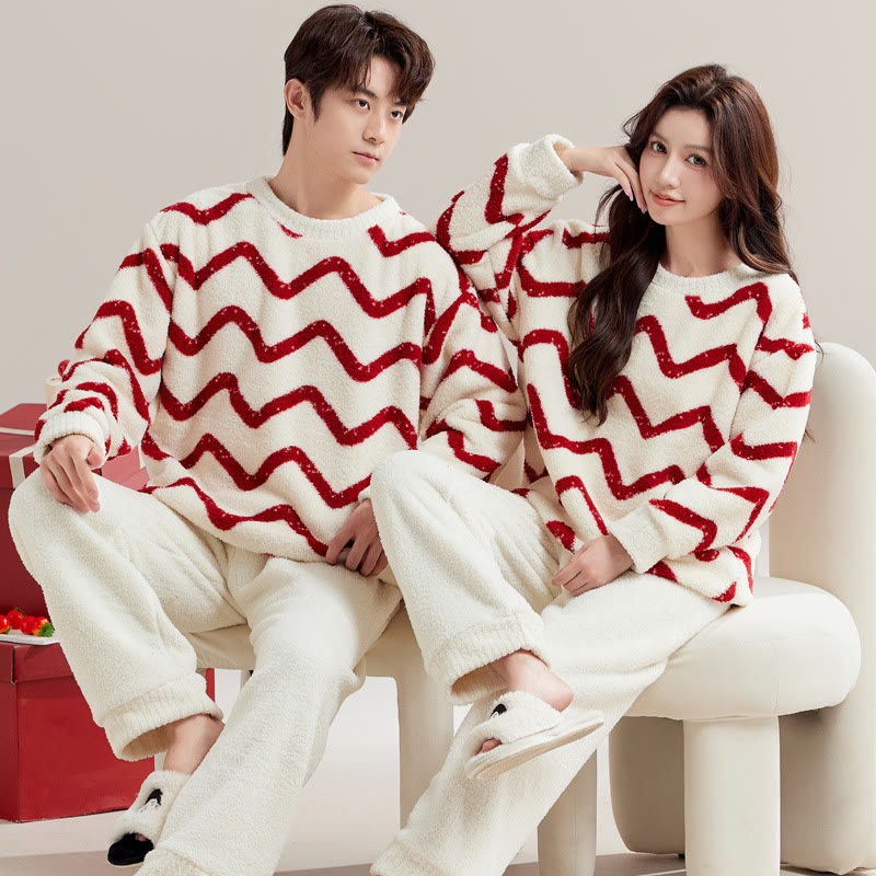 Weihnachtspyjamas aus Korallenfleece für Paare - Rot und Weiß - Men:3XL - image 1