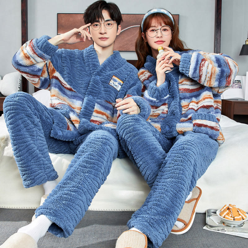 Weiche Flanell-Loungewear für Paare - Blau - Men:3XL - image 1