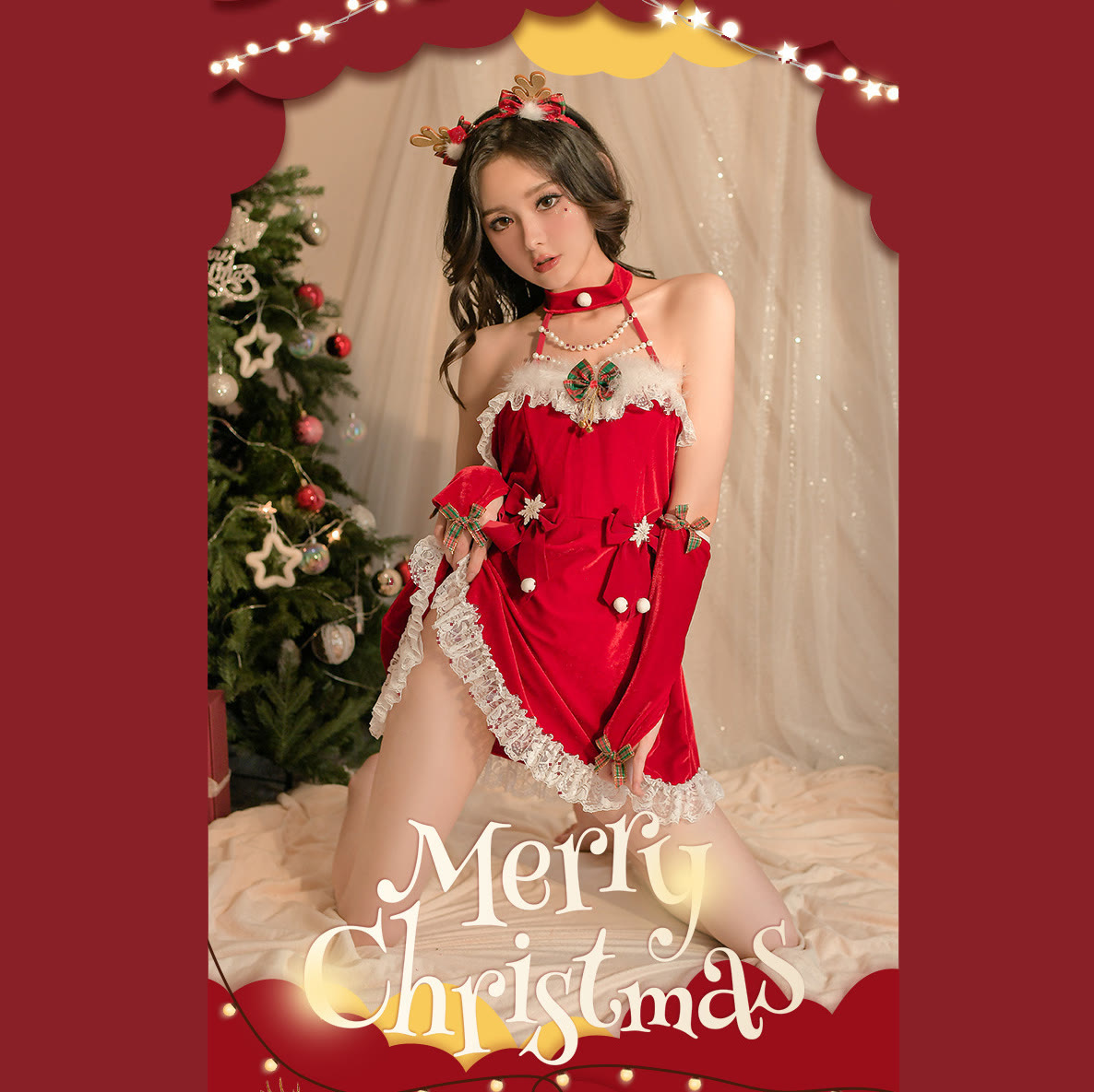 Sexy Weihnachtskleid mit Neckholder – Dessous - image 2