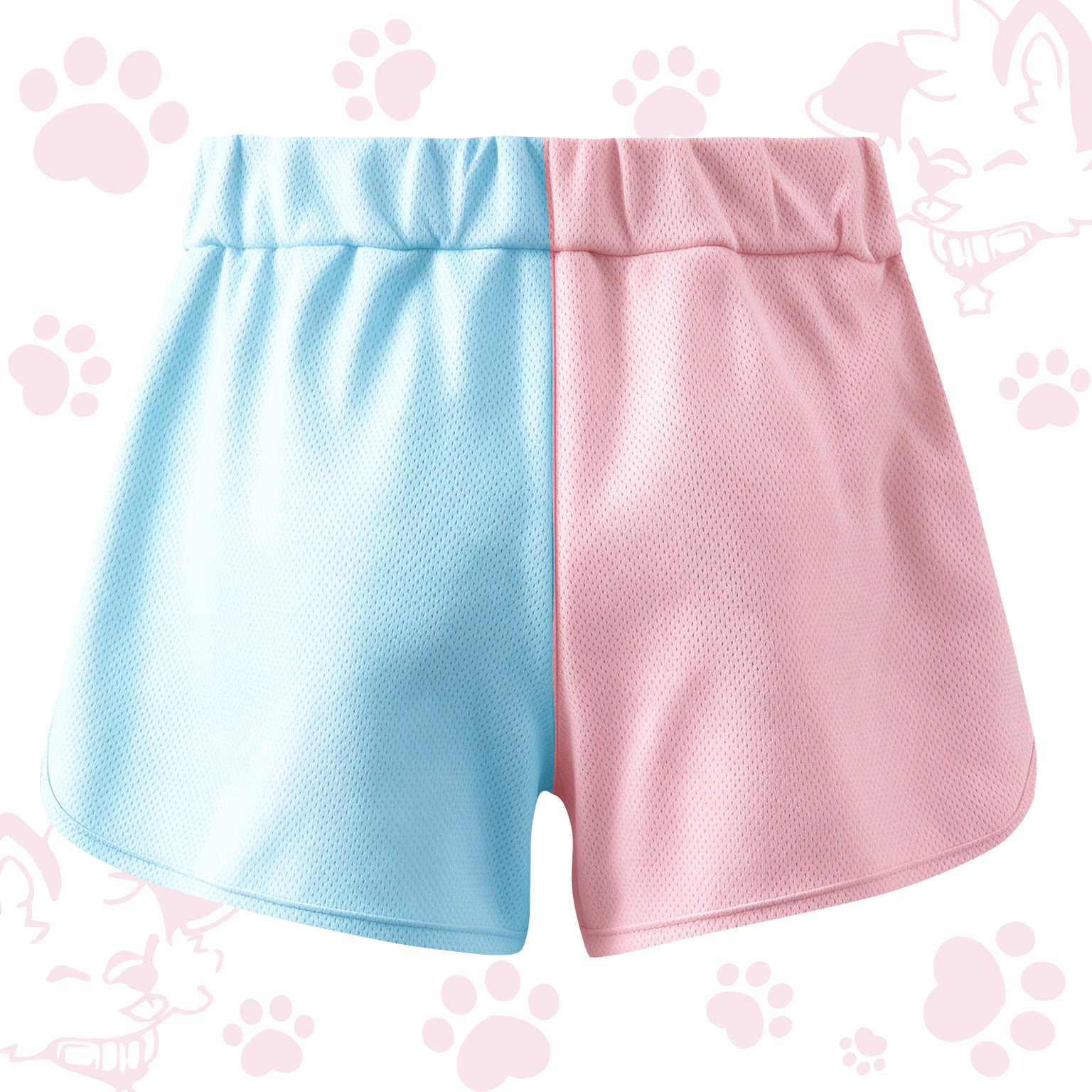 MODAKAWA X Popipeko Shorts mit pink-blauem Farben -Blocking-Cartoon-Print - image 2