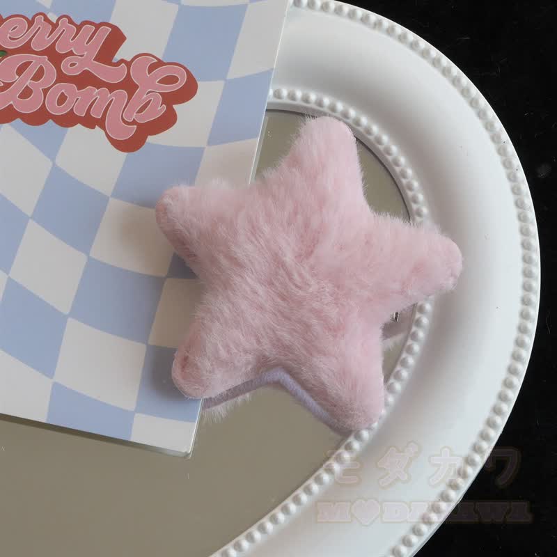 Kawaii Plüsch-Haaraccessoire in Form eines fünfzackigen Sterns - Rosa - image 6