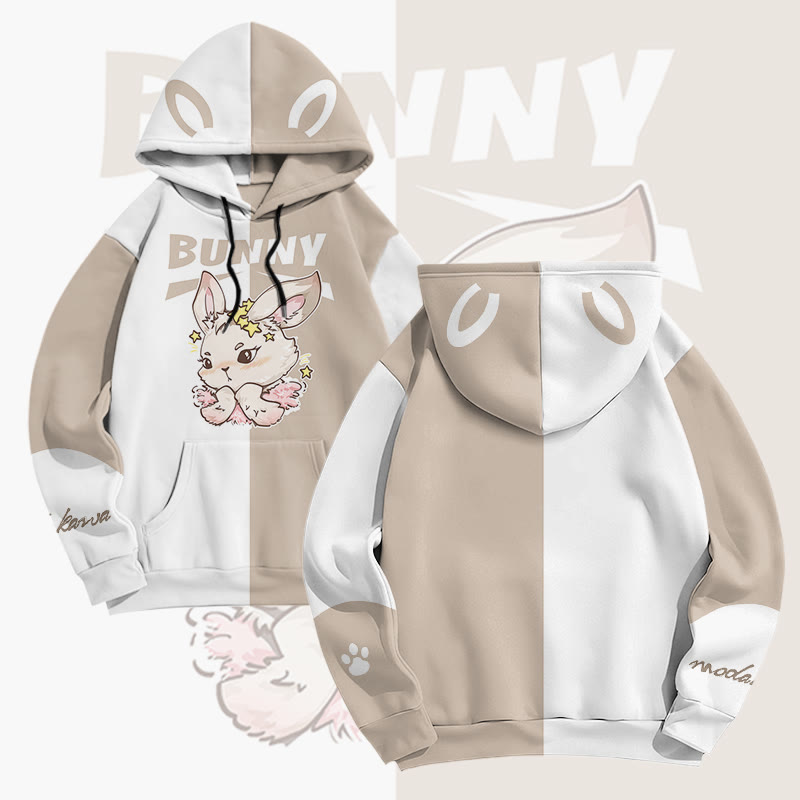 MODAKAWA Pullover-Hoodie mit Sternenhasen-Grafik-Allover-Print - Camel - 8XL - image 2