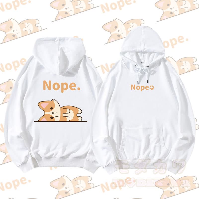 MODAKAWA Fox Lying Flat Graphic Streetwear Pullover Hoodie - Weiß - 5XL - image 6