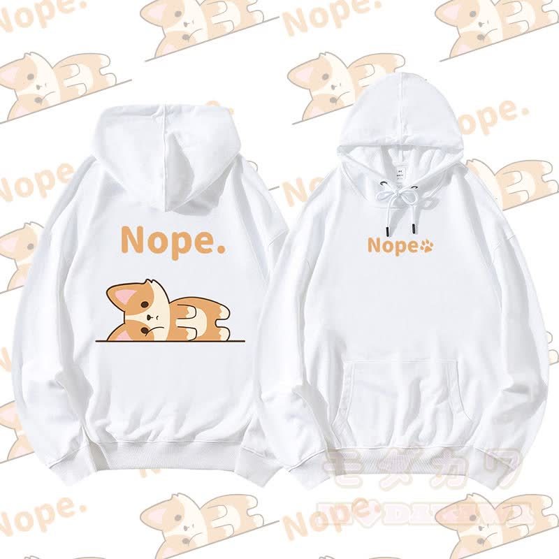 MODAKAWA Fox Lying Flat Graphic Streetwear Pullover Hoodie - Weiß - 5XL - image 6