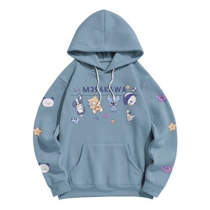 Drying Dolls – Lockerer Modakawa-Hoodie mit Buchstaben-Print - Slate Blue - 5XL - image 5