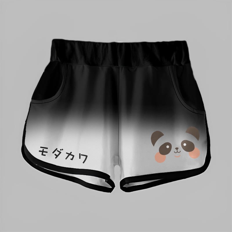 MODAKAWA Shorts mit Farbverlauf und Bärengrafik - Schwarz A - 5XL - image 3