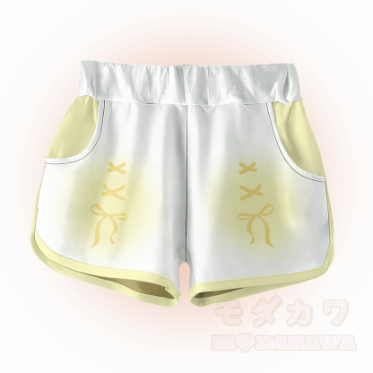 Modakawa Shorts mit Farbverlauf und Schleifengrafik - Gelb - 5XL - image 4