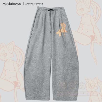 MODAKAWA X Archive of Orchid Devil Girl Graphic Wide Leg Pants - Dunkelgrau - 5XL - image 4