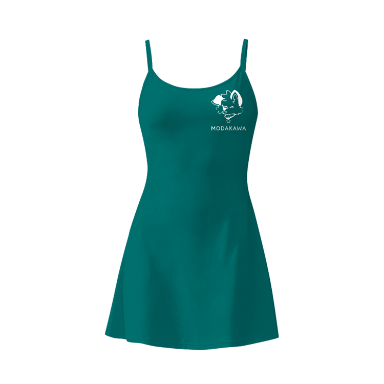 MODAKAWA X popipeko Ärmelloses Workout-Tenniskleid mit versteckten Taschen und Welpen-Grafik (Zunge raus) - Green - 2XL - image 9