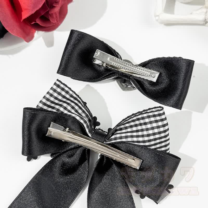 Süße Haaraccessoires mit gotischem Karomuster und Schleife - image 6
