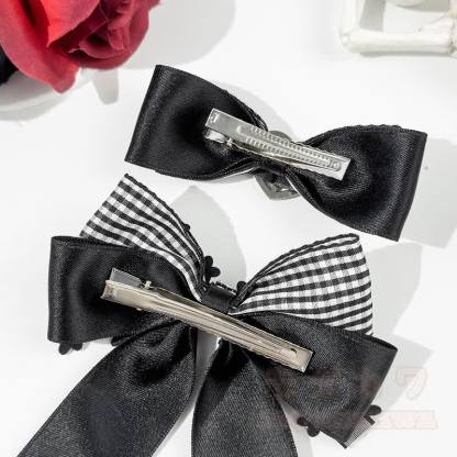 Süße Haaraccessoires mit gotischem Karomuster und Schleife - image 6