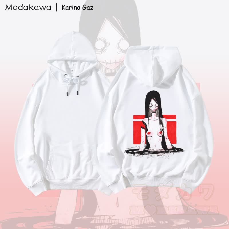 MODAKAWA X Karina Gaz Girl Graphic Loose Cotton-Blend Hoodie - Weiß - 5XL - image 3