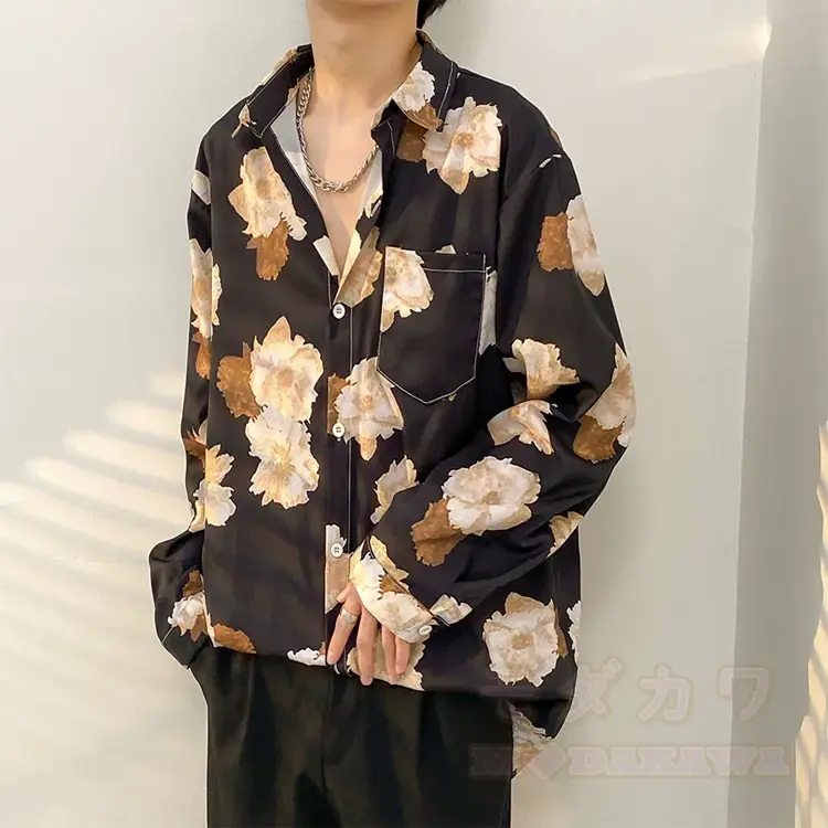 Herren-Langarmhemd mit Vintage-Print und Knopfleiste - Mehrfarbig M - 3XL - image 14