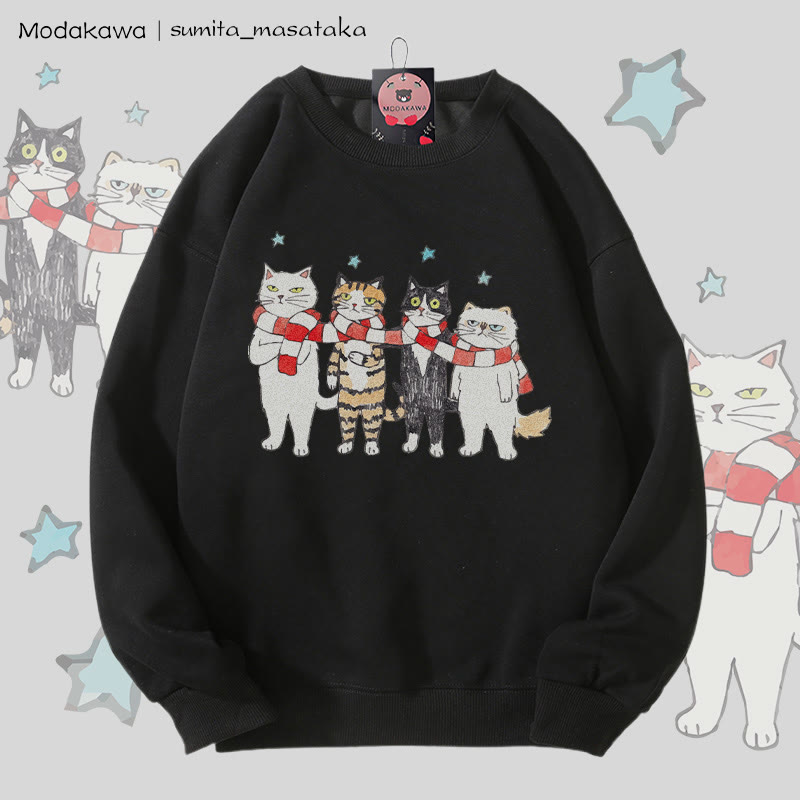 MODAKAWA X sumita_masataka Schal Sharing Katzen Grafik Unisex Sweatshirt - Black - 5XL - image 5