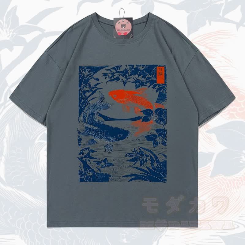 MODAKAWA Kurzarm-T-Shirt mit Fischprint - Dunkelgrau - 5XL - image 5