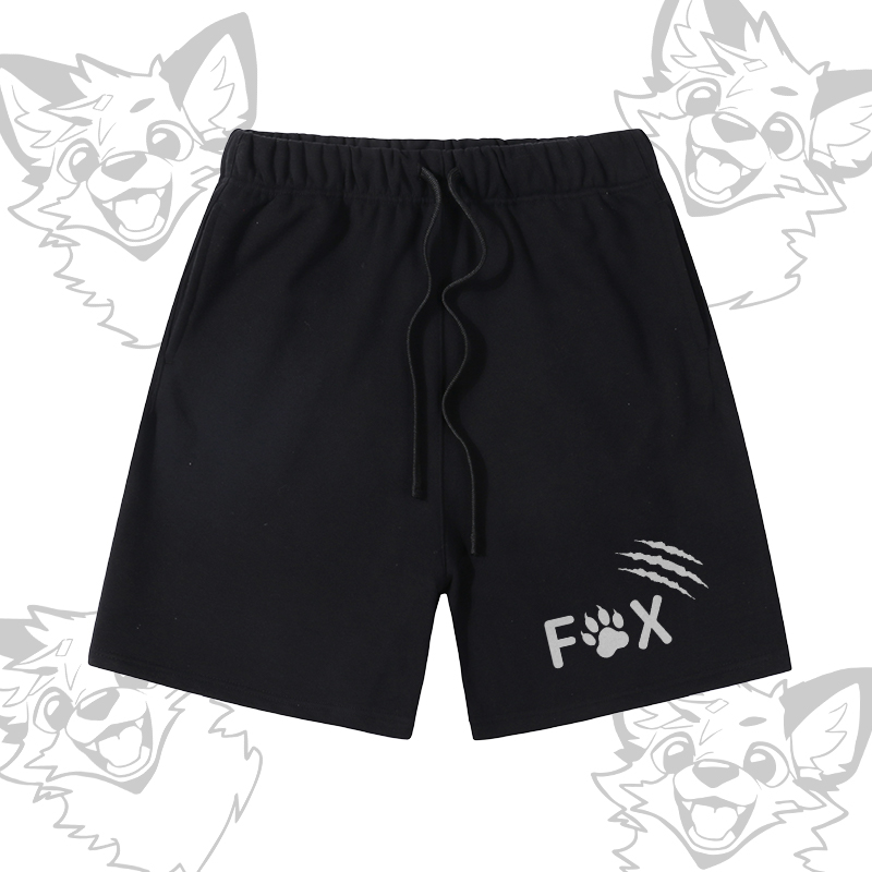 MODAKAWA X atka Happy Fox Graphic Farben Block Pocket T-Shirt Shorts passendes Outfit - Black Shorts - XL - image 8