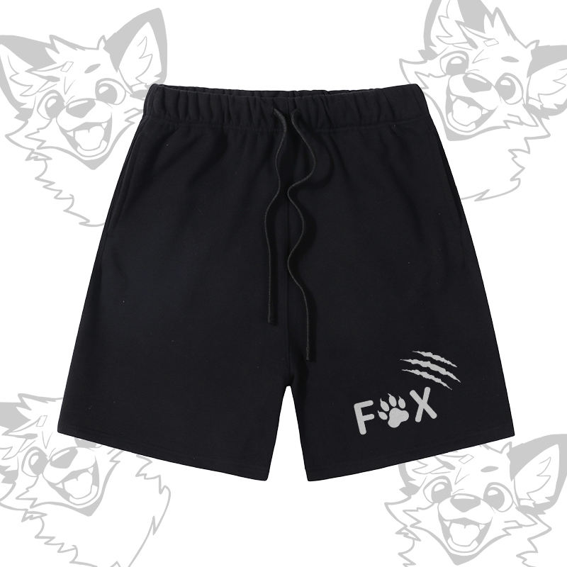 MODAKAWA X atka Happy Fox Graphic Farben Block Pocket T-Shirt Shorts passendes Outfit - Black Shorts - XL - image 8