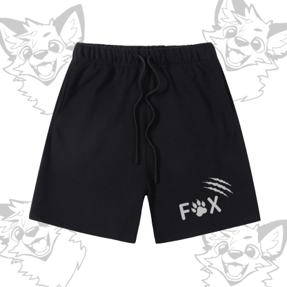 MODAKAWA X atka Happy Fox Graphic Farben Block Pocket T-Shirt Shorts passendes Outfit - Black Shorts - XL - image 8