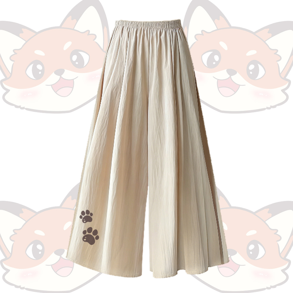 Fox Graphic U-Neck T-Shirt, weite Hose, Modakawa passendes Outfit - Apricot Pants - XL - image 5