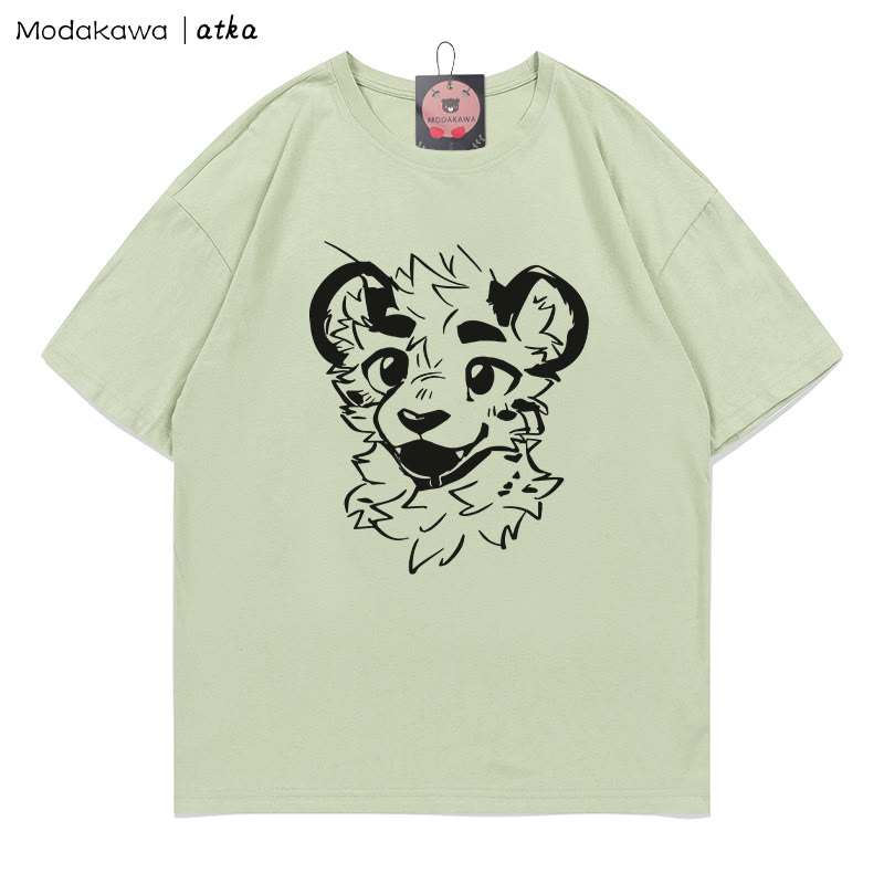 MODAKAWA X atka Cheeky Tiger Face Grafik-T-Shirt - Green - 5XL - image 5