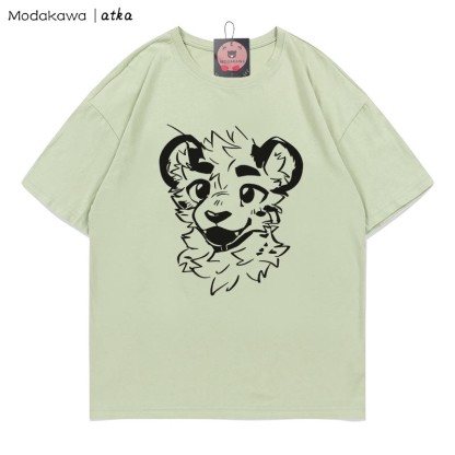 MODAKAWA X atka Cheeky Tiger Face Grafik-T-Shirt - Green - 5XL - image 5