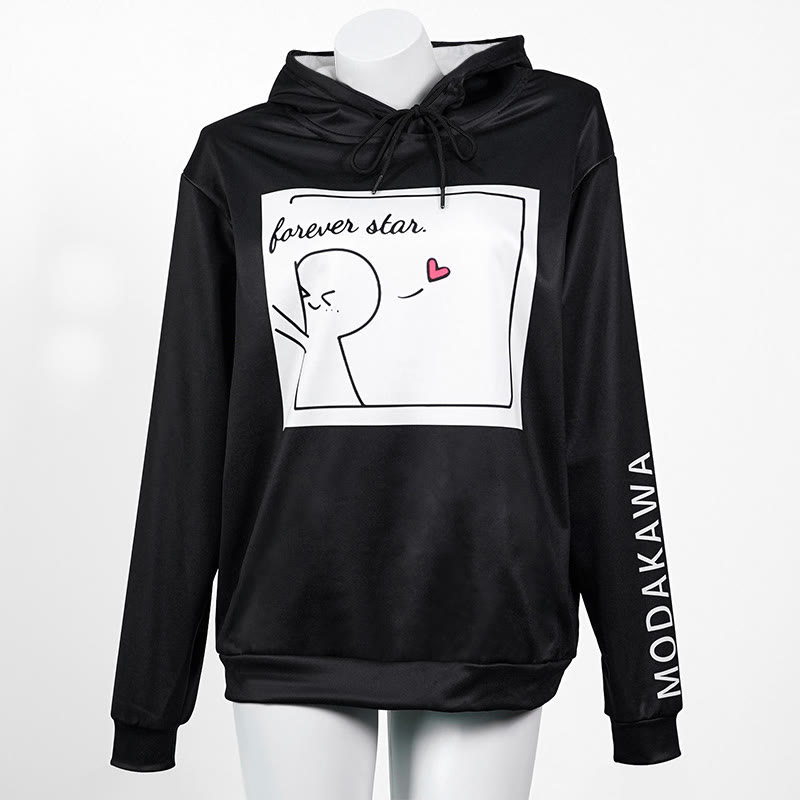 YOU ARE MY FOREVER STAR Modakawa Character Letter Print Loose Hoodie - image 6