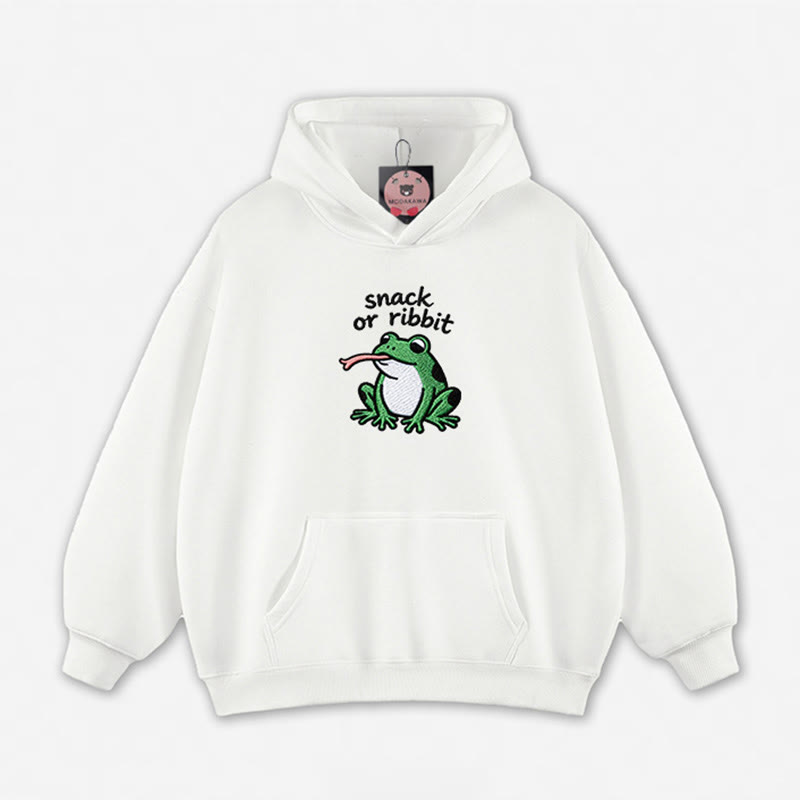SNACK OR RIBBIT Frosch-Grafik-Hoodie (locker) - White - 5XL - image 6