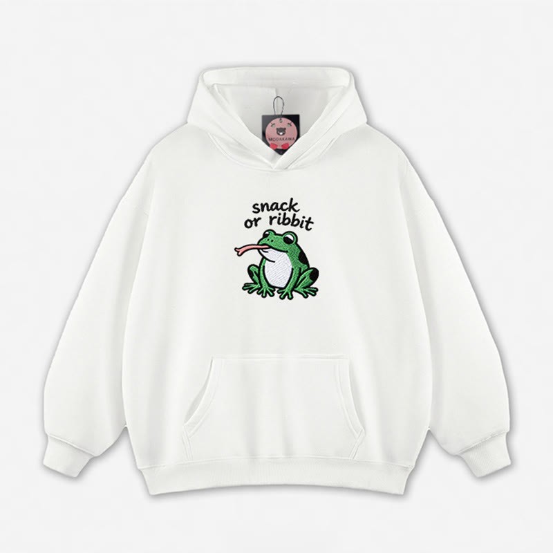 SNACK OR RIBBIT Frosch-Grafik-Hoodie (locker) - White - 5XL - image 6