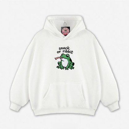 SNACK OR RIBBIT Frosch-Grafik-Hoodie (locker) - White - 5XL - image 6