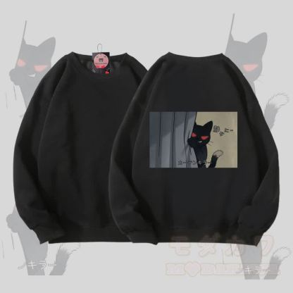 MODAKAWA Unisex-Sweatshirt mit schwarzem Katzenmotiv - Schwarz - 5XL - image 3