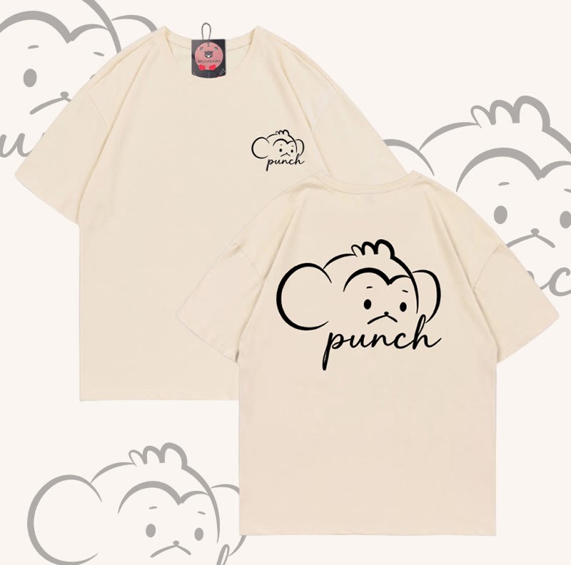 PUNCH Monkey Graphic Modakawa 100% Baumwoll-T-Shirt - Apricot - 5XL - image 5