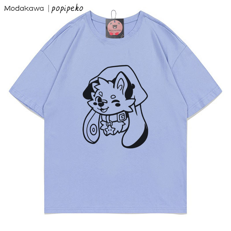 MODAKAWA X popipeko Welpenprint T-Shirt - Lavender Blue - 5XL - image 6