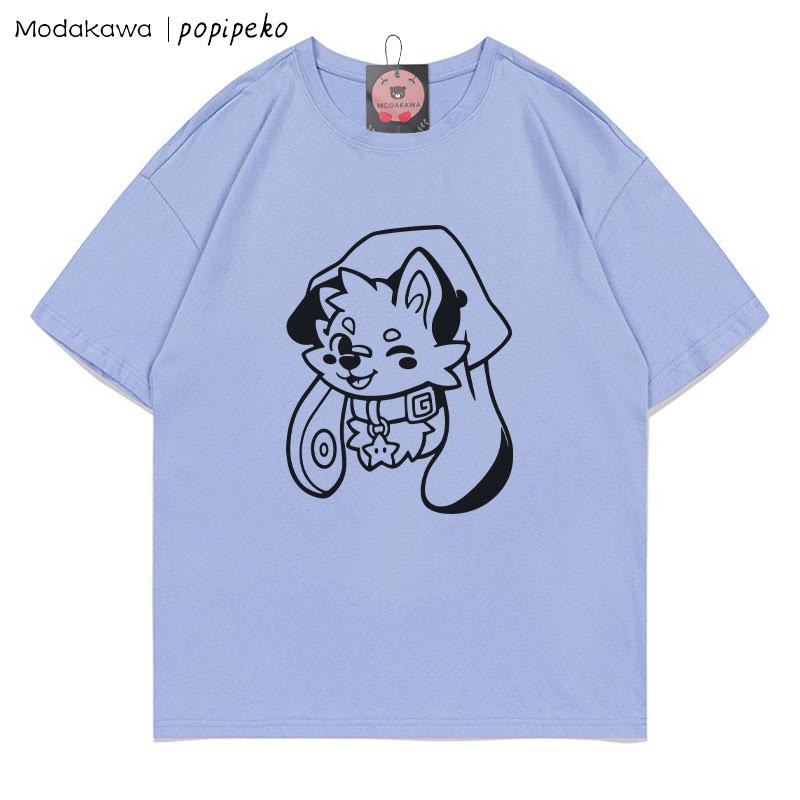 MODAKAWA X popipeko Welpenprint T-Shirt - Lavender Blue - 5XL - image 6