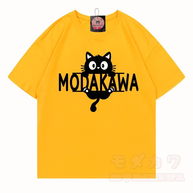 MODAKAWA MEW Niedliches Kätzchen-Motiv T-Shirt aus 100 % Baumwolle - Leuchtend gelb - 5XL - image 12