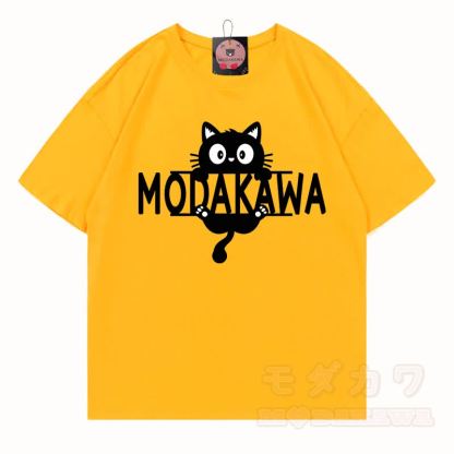MODAKAWA MEW Niedliches Kätzchen-Motiv T-Shirt aus 100 % Baumwolle - Leuchtend gelb - 5XL - image 12