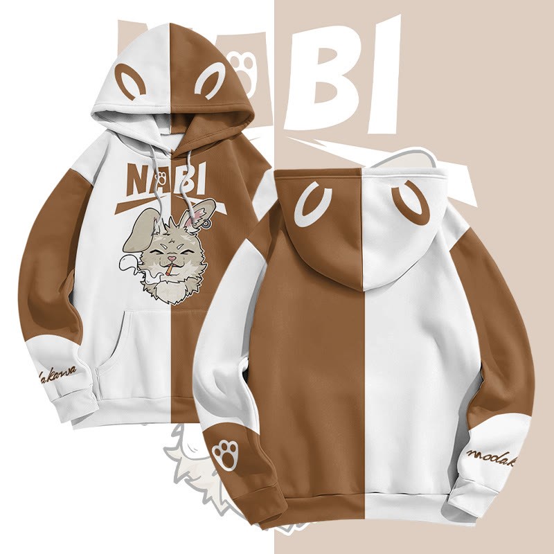 MODAKAWA NABI Pullover-Hoodie mit Allover-Print und Raucherhasen-Grafik - Brown - 8XL - image 2