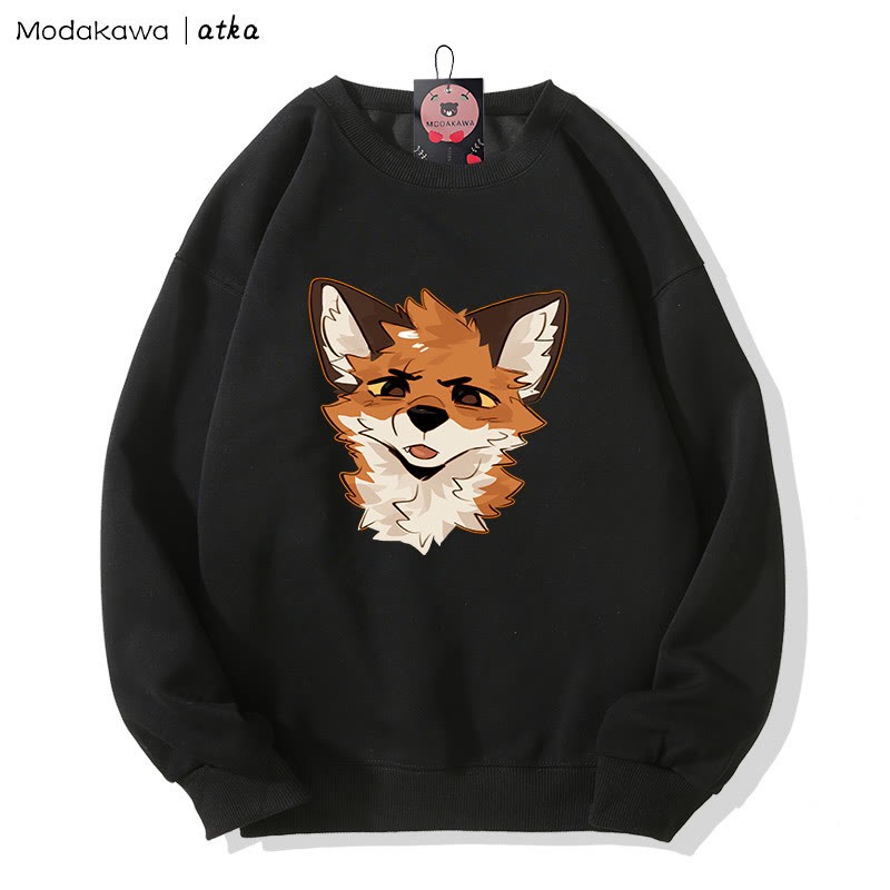MODAKAWA X atka Squinty Fox Graphic Rundhals-Sweatshirt - Black - 5XL - image 4